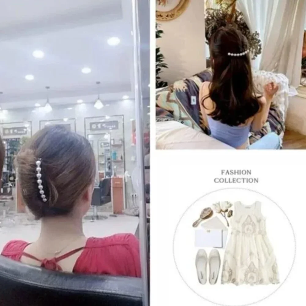 2 PCS Vintage Pearl Black Hair Comb Clip Hair Styling and Hair Accessories